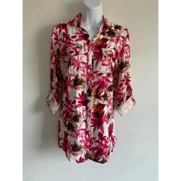 Chico’s floral Printed Blouse SIZE 0/ XS - Picture 1 of 10